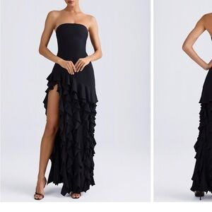 Oh Polly Black Strapless Ruffle Dress